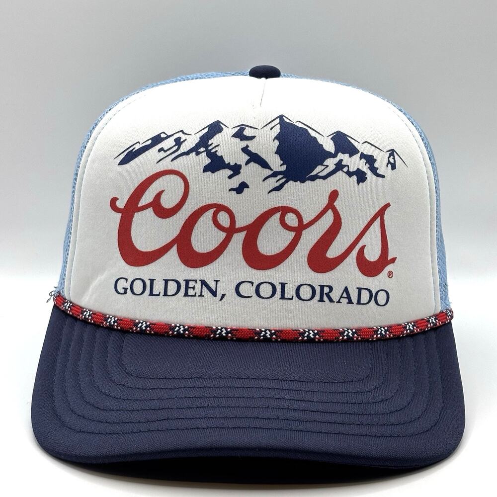 Coor Golden Colorado Adjustable Snapback Trucker Hat Blue White Mad Engine